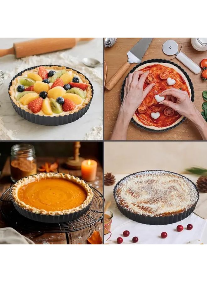 2pcs 9 Inch Carbon Steel Non Stick Tart Molds with Removable Base - Image 2